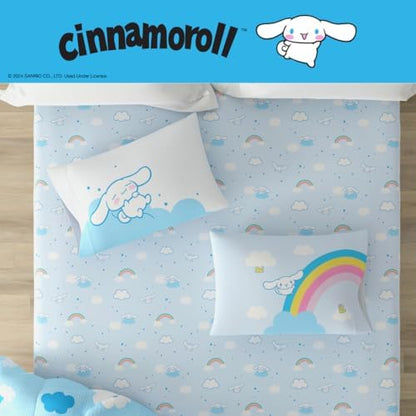 Cinnamoroll Bedding - 4 Piece Twin Size Bed Set - Super Soft Microfiber Comforter and Sheet Set, (Officially Licensed Product) By Franco Collectibles