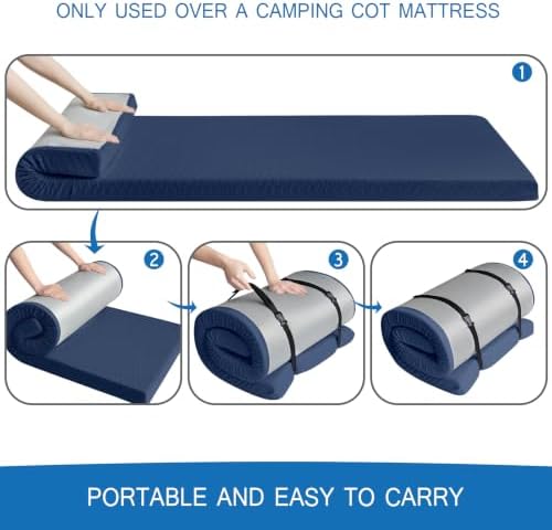 Memory Foam Camping Pad 3 Inch Thick, Soft Sleeping Pad, Pad Only
