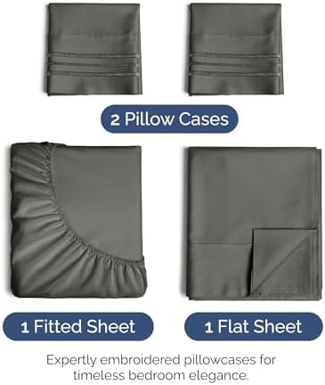 Cal King Size 4 Piece Sheet Set - Soft & Cooling Sheets - Dark Slate Grey
