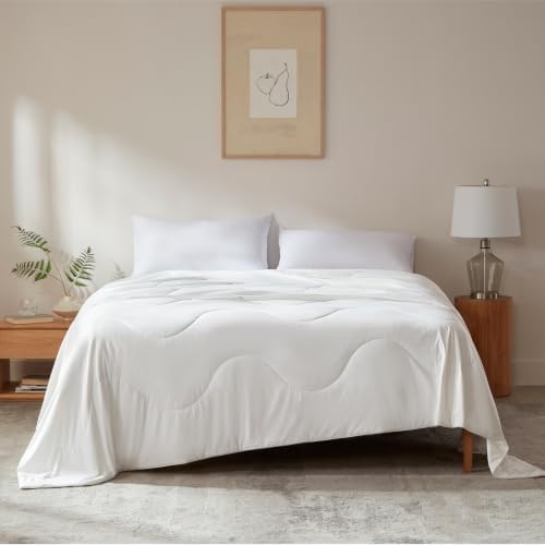 LEAONME® Cooling Comforter Full/Queen White Blanket for Hot Sleeper 90"x90"