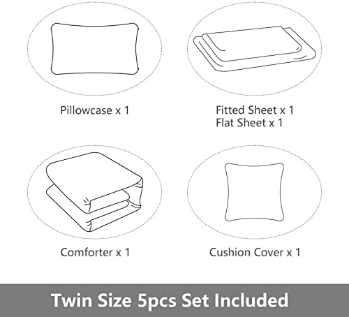 ROWADALO 5 Pieces Bed in A Bag Gamer Bedding Set for Boys Kids Adult Gaming Comforters Set,Boys Bed in A Bag Set Twin Size Comforter with Fitted Sheet Flat Sheet Pillowcase pillowsham,DJTH5026Twin