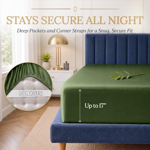 DECOLURE 100% Viscose Derived from Bamboo Sheets Twin Size, Luxury 3 Pc Set