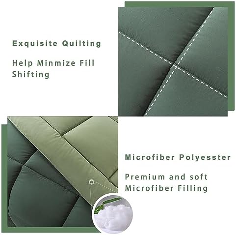 DOWNCOOL Twin Comforter Set -All Season Bedding Comforters Sets with 1 Pillow Case -2 Pieces Bed Set Down Alternative Comforter Set -Double Green Twin Bedding Sets(64"x88")