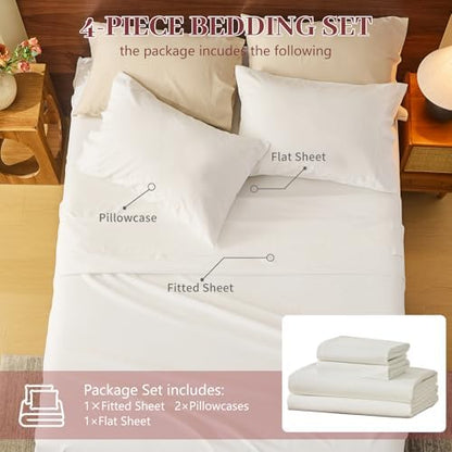 MEISHANG 100% French Linen Sheets California King,6 Pcs,18-24" Deep Pocket