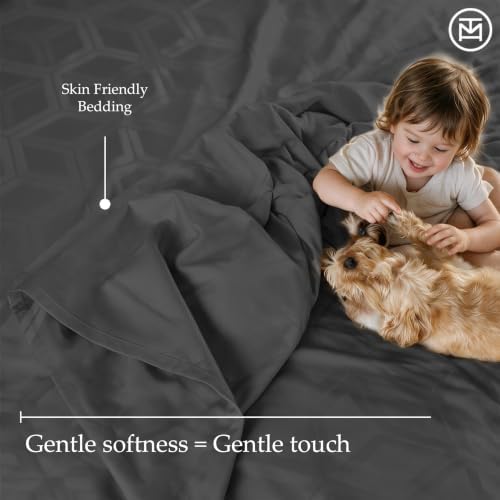Threadmill 100% Cotton Sheets for King Size Bed - 600 Thread Count King Bed Sheets Set with 16” Deep Pocket - Jacquard Sateen Weave 4-Piece Bedding Set with Cooling Effect, Dark Grey
