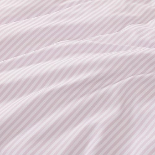 Andency Grey Pink Striped King Ruffle Comforter Set, 3 Pieces