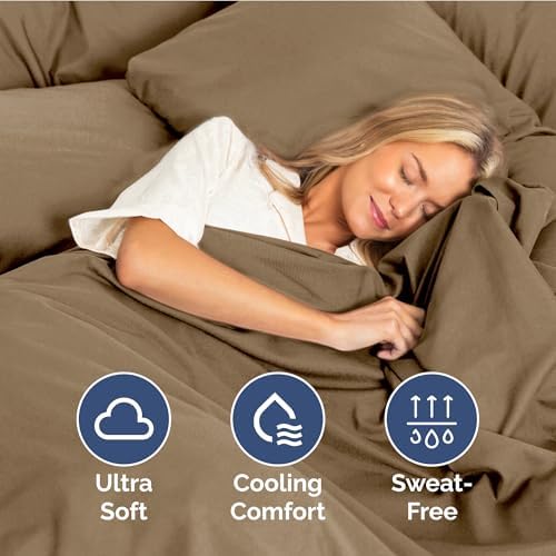 Queen Size 4 Piece Sheet Set - Ultra Soft & Cooling Sheets - Neutral Brown