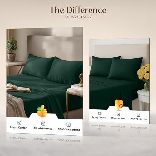 Utopia Bedding King Size Sheet Set – 4 Piece Bed Sheets, Soft and Breathable Microfiber, Includes 1 Fitted Sheet, 1 Flat Sheet and 2 Pillowcases – Oeko Tex (Emerald Green)