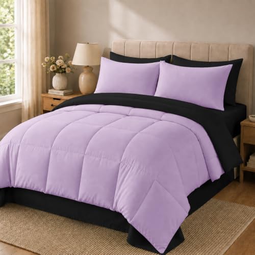 Anluoer Queen Comforter Set 7 Piece, Soft Bed in a Bag Queen Bedding Sets