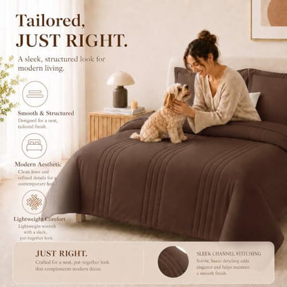 CozyLux Full Size Comforter Sets Brown- 7 Pieces Bed in a Bag