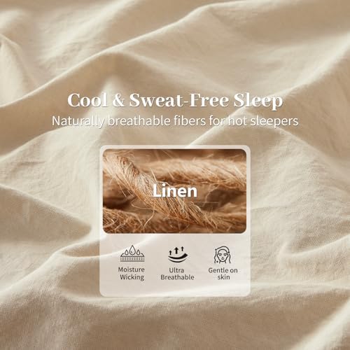 MEISHANG 100% French Linen Sheets California King,6 Pcs,18-24" Deep Pocket