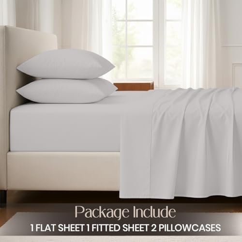 SGI bedding 100% Egyptian Cotton Sheets Full XL Size – Cooling Sheets, Soft Breathable Silver Bedding, Luxury Bedding, Luxury Hotel Sheet Set, Deep Pocket 16", 4 Piece Set