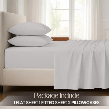 SGI bedding 100% Egyptian Cotton Sheets Full XL Size – Cooling Sheets, Soft Breathable Silver Bedding, Luxury Bedding, Luxury Hotel Sheet Set, Deep Pocket 16", 4 Piece Set