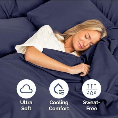 King Size 4 Piece Sheet Set - Ultra Soft & Cooling Sheets - Deep Slate Blue