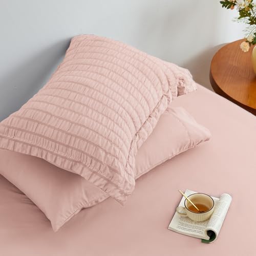 Love's cabin Seersucker Pink Full Comforter Set