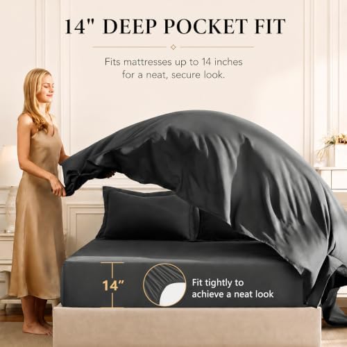 CozyLux Full Comforter Set 82"x86" Dark Grey - 7 Piece Bed in a Bag