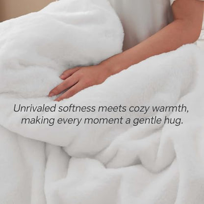 BEDELITE Faux Fur Twin Comforter Set White,Warm Bedding with 1 Pillowcase