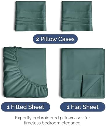 King Size 4 Piece Sheet Set - Ultra Soft & Cooling Bed Sheets - Dusty Teal