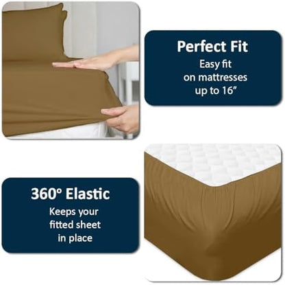 1 PC Top Split Queen Fitted Sheet for Adjustable beds, 34" Split, Taupe
