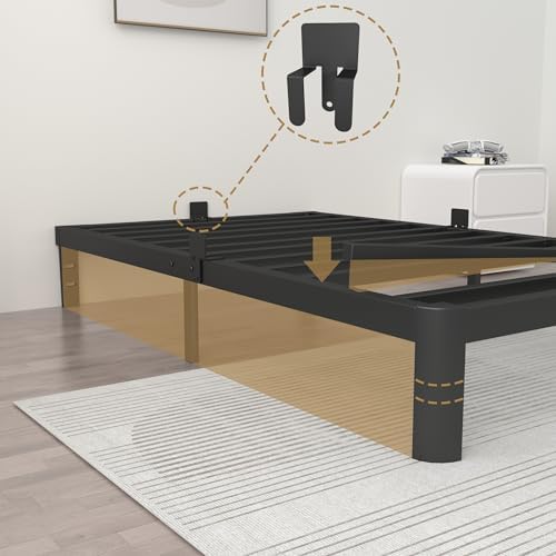ITIMIDI 10 Inch Twin Platform Bed, Heavy Duty Steel, No Box Spring, Black