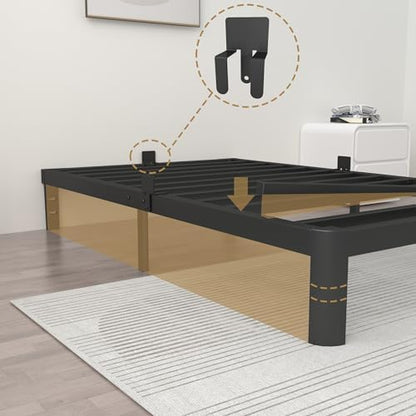 ITIMIDI 10 Inch Twin Platform Bed, Heavy Duty Steel, No Box Spring, Black
