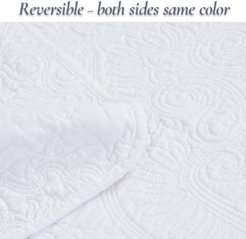 Cozy Line Home Fashions Solid White 100% Cotton Quilt Set, King