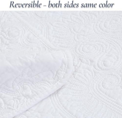 Cozy Line Home Fashions Solid White 100% Cotton Quilt Set, King