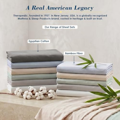 Therapedic 100% Egyptian Cotton 6 Piece King Size Sheets Set (Charcoal)