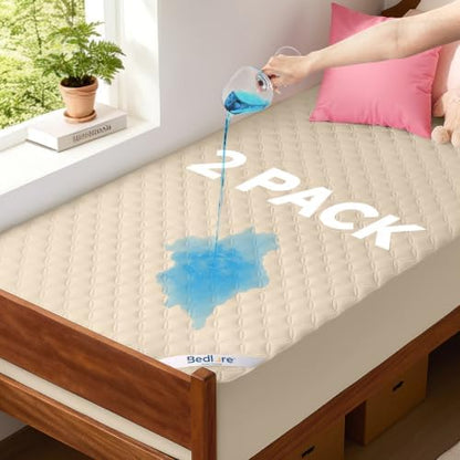 BEDLORE 2 Pack Waterproof Mattress Protector, Twin XL Size Mattress Pad