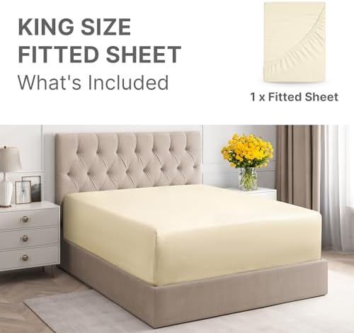 CGK Linens Extra Deep King Fitted Sheet - Fitted Sheet Only - Off White