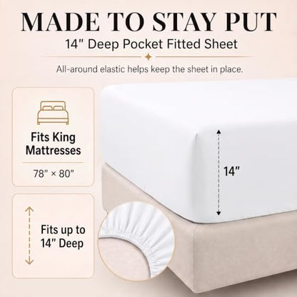 CozyLux King Size Comforter Set White, 7 Pieces Bed in a Bag