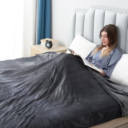 Electric Heated Blanket Queen Size 84"x90", Soft Plush Microplush for Bed, Dual Controllers & Heating Zones, 10Hs Auto Off & 5 Heating Levels, Machine Washable, Gifts for Womens-Gray