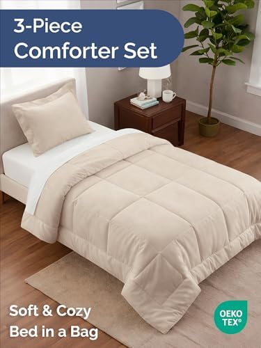 Twin Comforter Set - Wheat Bedding for All Seasons - Soft 2 Piece Bed Set