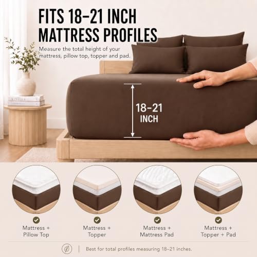 CozyLux Queen Sheet Set 6-Piece, 21-Inch Deep Pocket, Soft Brushed Feel