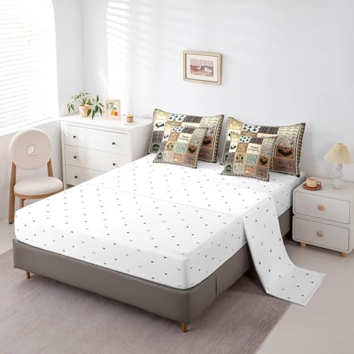 Erosebridal 7 Piece Rv Camper Full Bedding Set for Kids Adult,Woodland Camping Comforter Set Rustic Cabin Decor,Buffalo Plaid Bed in a Bag with Sheets,Travel Trailer Bed Set with Pillowcases