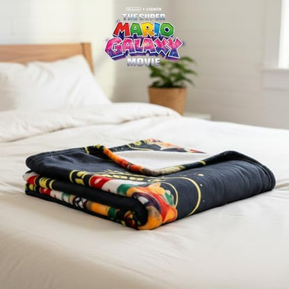 Franco The Super Mario Galaxy Movie Kids Throw Blanket, Boswer & Jr., 46 in x 60 in, Soft Cozy Decorative Blanket for Couch, Bed, or Gaming Room (Officially Licensed Product)