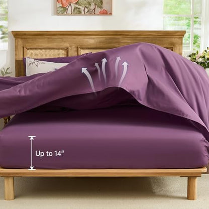WONGS BEDDING Floral Comforter Set King 7 Piece Purple Bedding