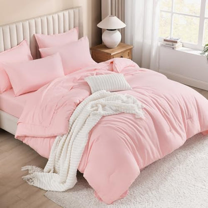 Litanika Pink Twin XL Comforter with Sheets - 5 Pieces Bed in a Bag