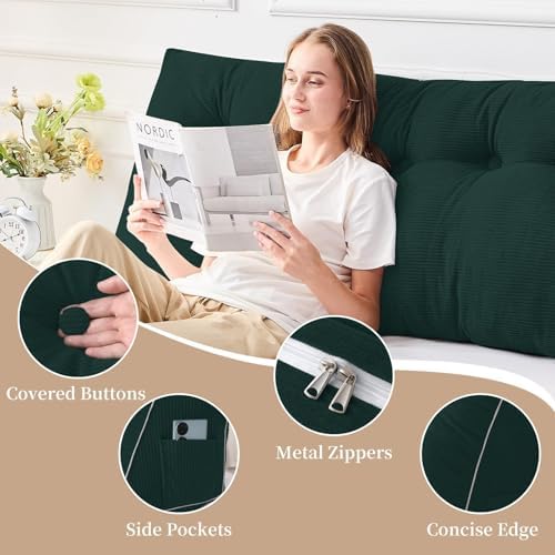 Sasttie Headboard Pillow King, Wedge Pillow Headboard, Green