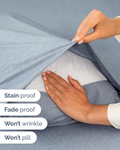 Flex Top Split Head King 6 Piece Sheet Set - Cooling - Heathered Blue