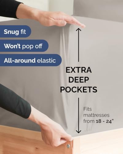 Extra Deep Flex Top Split Head King Sheet Set - 6pc Sheets - Light Grey