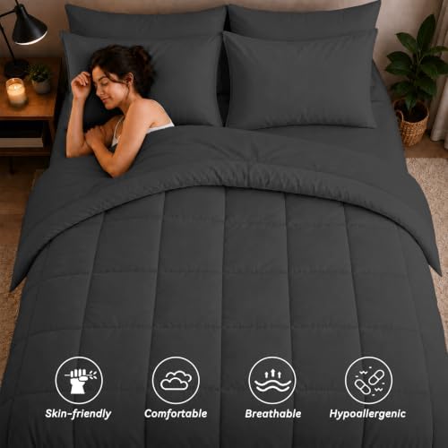 Anluoer Full Size Comforter Sets, 7 Piece Bed in a Bag Full Bedding Sets