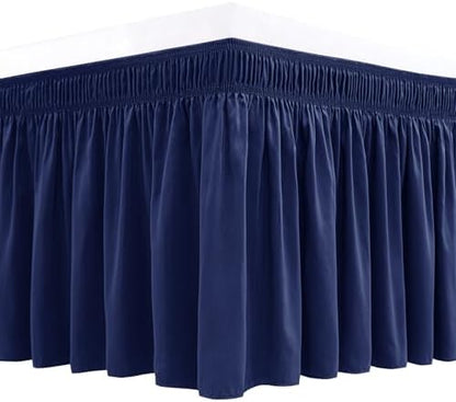 Wrap Around Bed Skirt Dorm Twin & Twin XL 21" Drop-Elastic Long Dust Ruffle