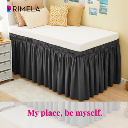 Dorm Room Bed Skirt Twin XL 25" Drop, College Split Corner Bedskirt, Grey