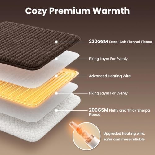Homemate Electric Heated Heating Blanket Queen Size 84"x90" Dual Control