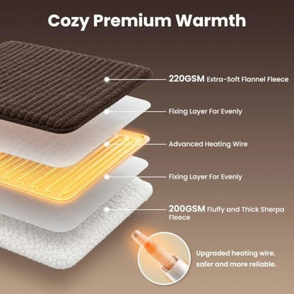 Homemate Electric Heated Heating Blanket Queen Size 84"x90" Dual Control