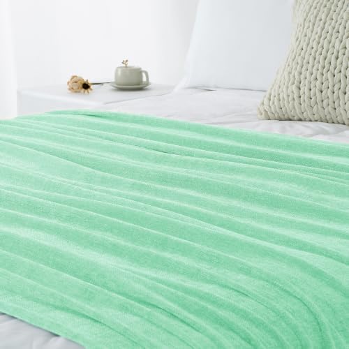 Chenille Throw Blanket for Couch 50" x 60", Mint Green