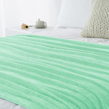 Chenille Throw Blanket for Couch 50" x 60", Mint Green