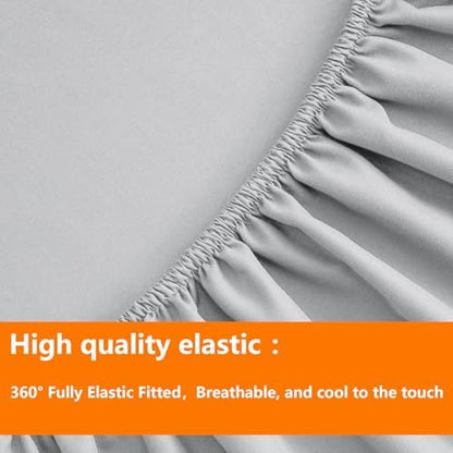 Light Grey Queen Size Comforter Set - 7 Pieces, Bed in a Bag Bedding Sets with All Season Soft Quilted Warm Fluffy Reversible Comforter,Flat Sheet,Fitted Sheet,2 Pillow Shams,2 Pillowcases,Light Gray