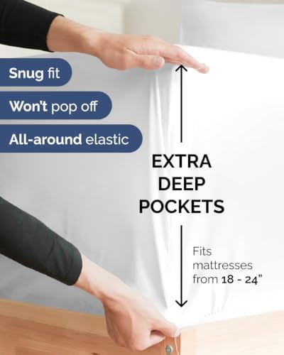 Extra Deep Flex Top Split Head King Sheet Set - 6pc Cooling Sheets - White